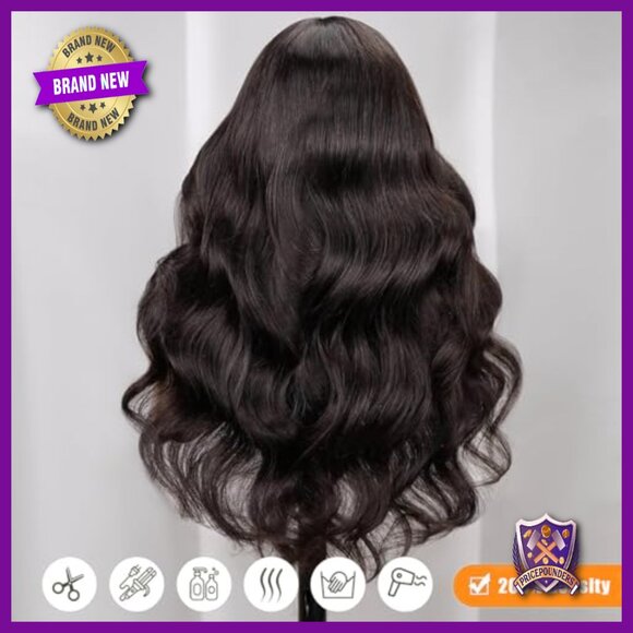 26 Inch Body Wave Human Hair Lace Front Wig 200% Density Glueless